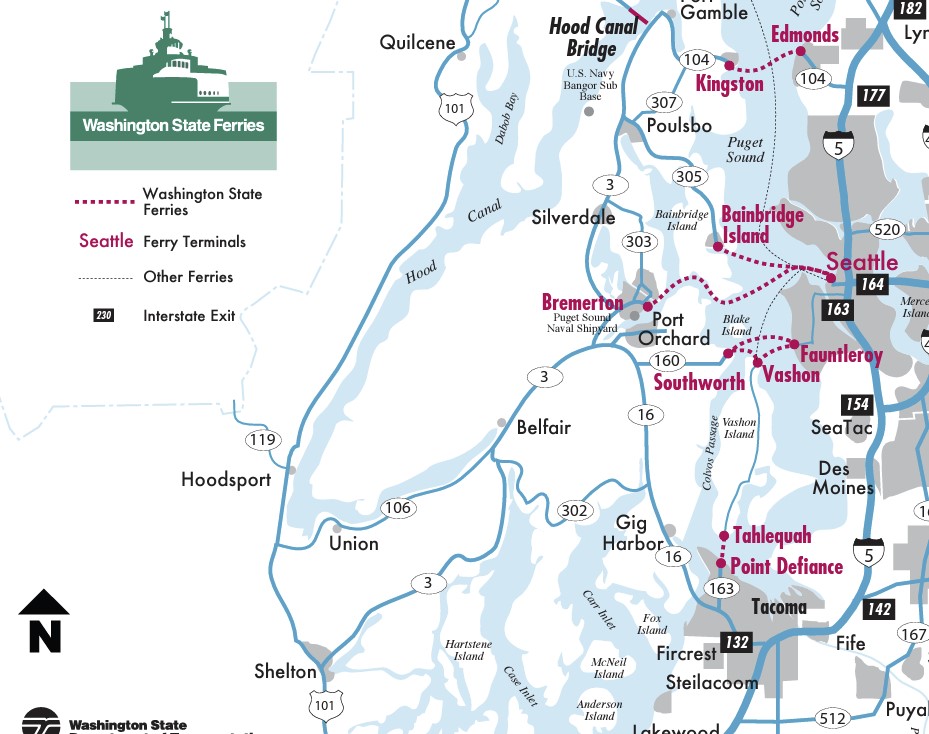 Washington State Ferries Route Map   WA State Ferries 